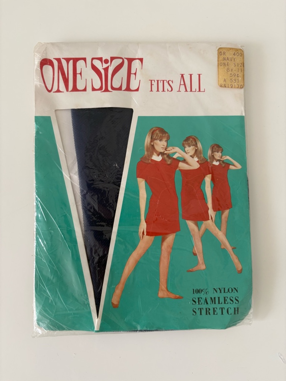 Vintage One Size Fits All Navy Seamless Stretch Hosiery